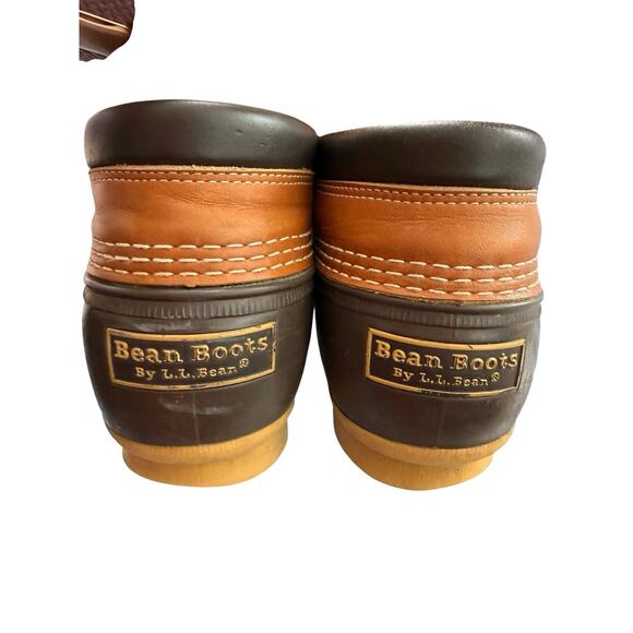 L.L.Bean Bean Boots Men\'s 10 10.5 Duck Shoes Brown Low Leather Rubber USA Read main image 4